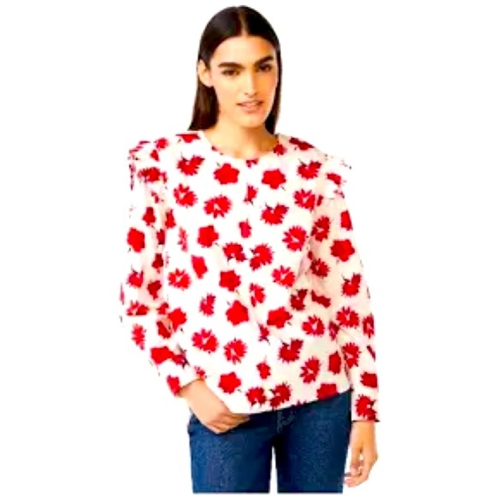 Free Assembly Women's Button Shoulder Blouse with Long Sleeves Size XL‎